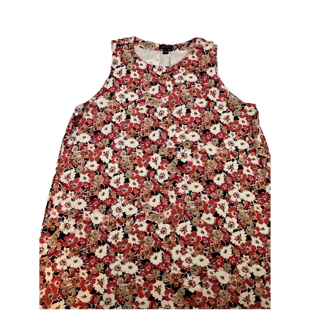 J.Jill Multi-color Floral Sleeveless Midi Shift Rayon Dress w/Side Slit Sz L J3